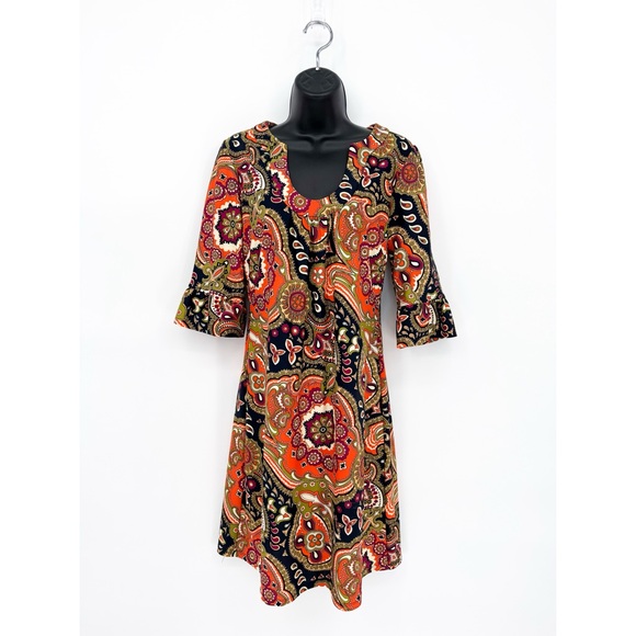 Jude Connally Nancy Sheath Dress Retro Mod Abstract Paisley Small - Picture 2 of 11